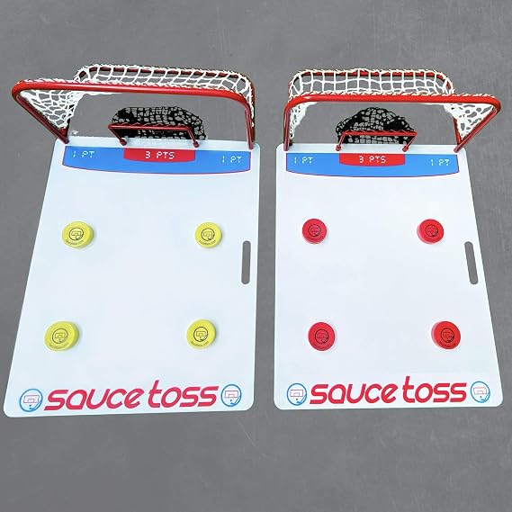 Sauce Toss: The Premium Hockey Sauce Pass Game for Playing, Passing, Training, Trick Shots and More - Tailgate Friendly and Portable Hockey Game, Supreme