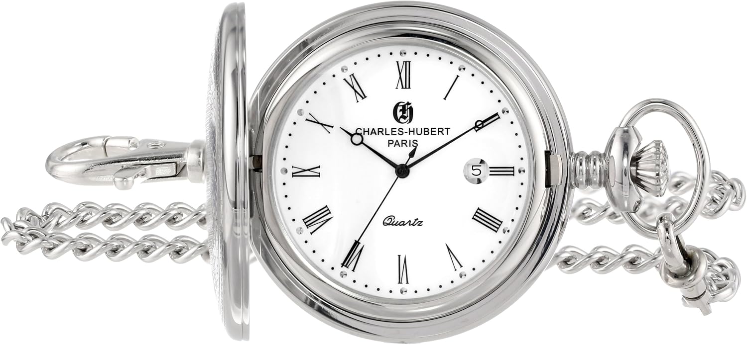 Charles-Hubert, Paris Stainless Steel Quartz Pocket Watch