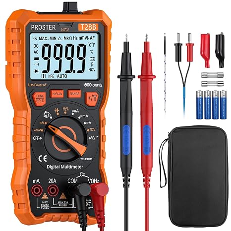 Proster TRMS Multimeter - 6000 Counts 20A NCV Magnetic with Temp