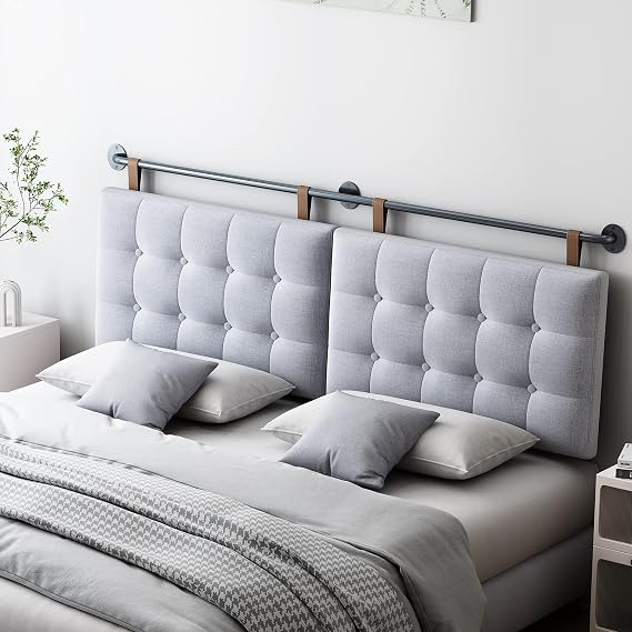 BSHOMGI King Headboard Headboards for Adjustable Beds Backboard Wall Mounted Headboard with Gray Button Tufting Hanging Head Board for Bedroom(Gray, King)