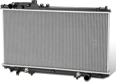 Auto Dynasty Radiator Compatible with 2002-2010 Lexus SC430, DPI 2575 1-Row Aluminum Radiator with Transmission Oil Cooler, 1-12 Inlet Outlet, Natural BlackMetallic ABS Plastic & Aluminum