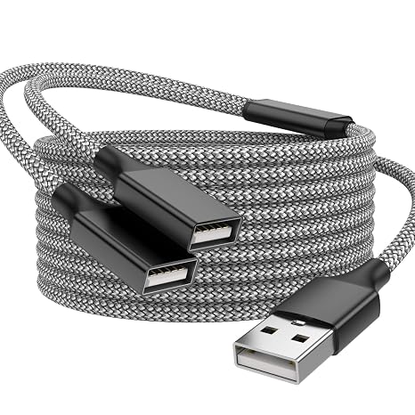 USB Splitter, 3.3FT A Male to 2 Female Extension Cable, USB Splitter 1 in 2 Out Support Charging and Data Transfer for Printer/Keyboard/Flash Drive/PlayStation/Laptop/LED Etc(Black)
