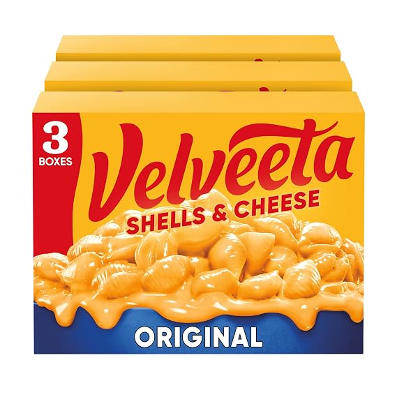 Velveeta Shells and Cheese Mac and Cheese Dinner, 3 Boxes, Original, 12 oz