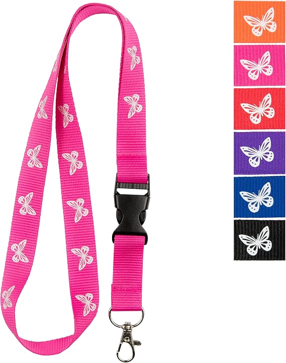 Lanyard neck strap with BUTTERFLY for id badge holder with metal clip