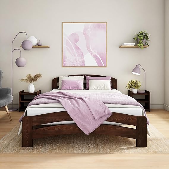 Double Bed Frame 4ft6, F10 Solid Wooden, Sturdy Slats, Easy Assembly,