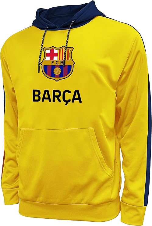 Icon Sports FC Barcelona Hoodie Official Mens Casual Sweatshirt Barca World Soccer Football Club Active Training Top Pullover FCB45PH-Y L