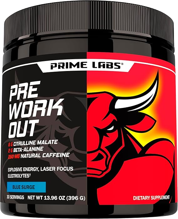Prime Labs Pre Workout Powder for Men, Blue Lemonade Flavor