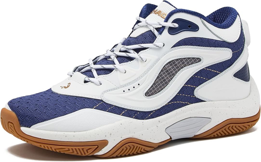 SHAQ Speed Demon 2.0 High Top Basketball Shoes for Men, Indoor or Outdoor Court Basketball Mens Sneakers - Black or White and Blue Size 8 to 13