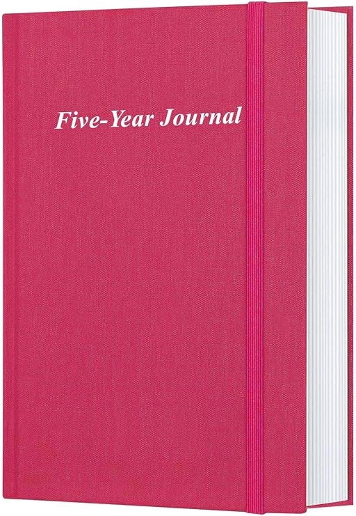 Hard Cover 5 Year Journal | The Easiest to Use Five Year Journal | Quick and Easy Five Year Memory Notebook | 5.8'' x8.3'', Pink