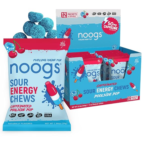 Poolside Pop Sour Energy Chews, Caffeinated Energy Gummies