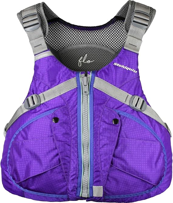 Stohlquist PFD for Women. Purple FLO Lifejacket with Chest Contoured for Women's Fit. Kayaking, Boating, All Water Sports.