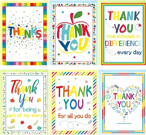Fancy Land Teacher Thank You Cards Appreciation Cards for Teachers 12Pcs