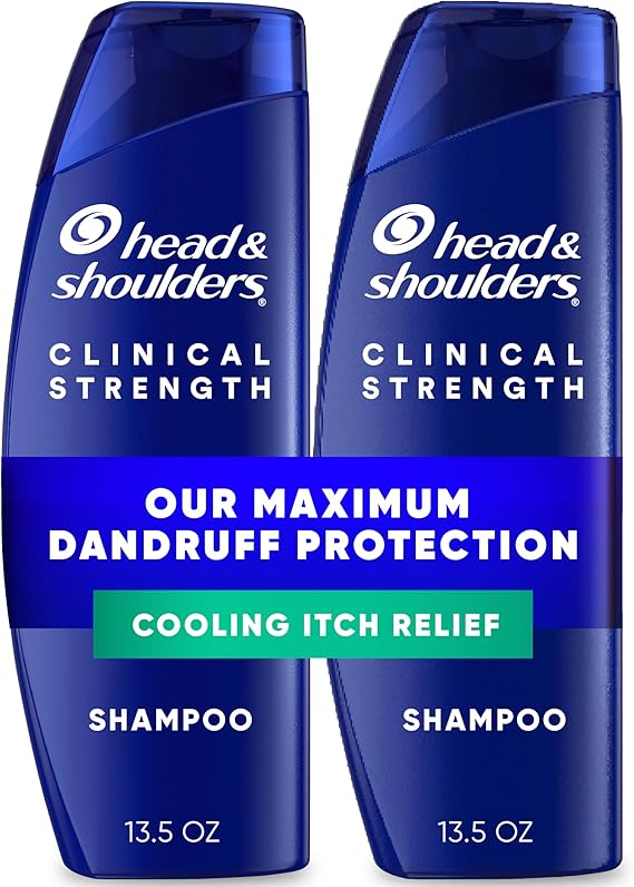 Head & Shoulders Klinik Mukavemet Kepek Şampuanı, Selenyum Sülfür Kepek Savunması, Yoğun Kaşıntı Giderici, Soğutma Mentolü, 13.5 Fl Oz Her Biri, 2'li Paket