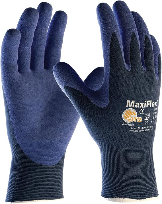 Elite MaxiFlex 34-274 Ultra Light Weight Nitrile Coated Grip Glove Size Medium 12 Pair