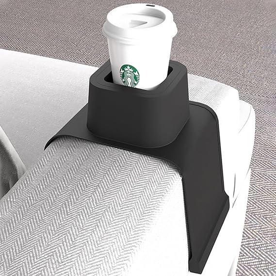 vodvob Couch Cup Holder, Anti-Spill Sofa Cup Holder Silicone Couch Coaster, Suitable for Sofa Recliner Armchairs, Gifts for Mom, Dad, Husband, Grandma, Grandpa, Black