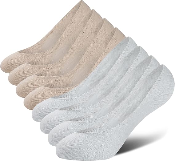 Women's No Show Liner Socks 8 Pack Low Cut Non Slip Footies Invisible Socks for Flat Boat