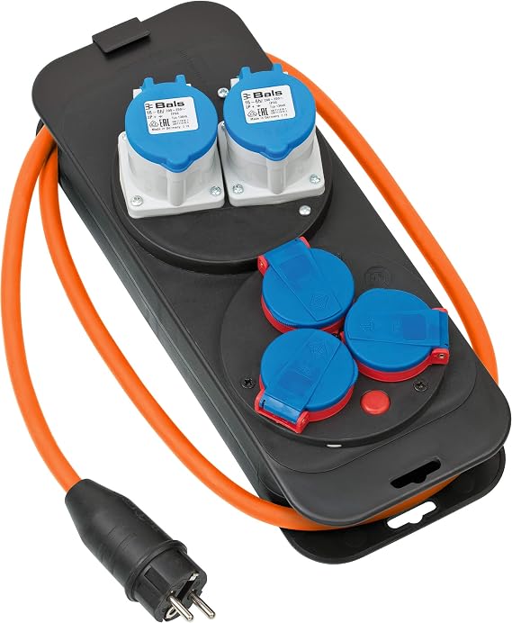 Brennenstuhl CEE 230 V camping electric dispenser with ground plug (2 x CEE socket, 3 x grounded outlet, 1.5 m H07RN-F 3G2.5 cable, orange, ideal for camping use, made in Germany)