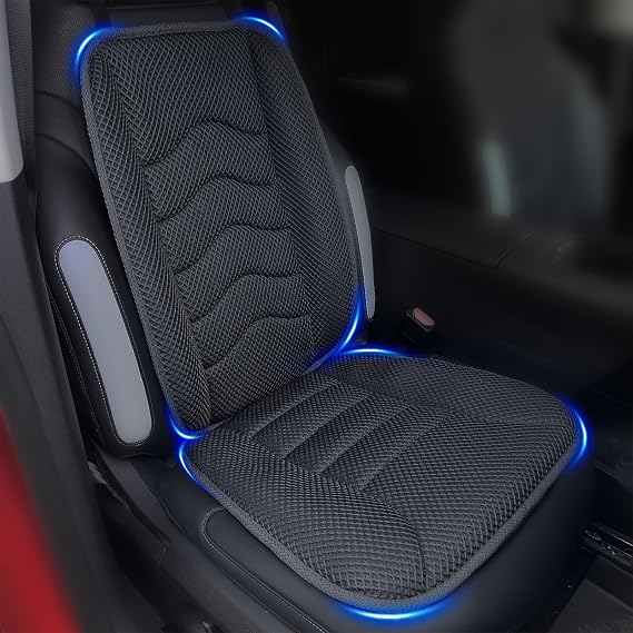AEROiVi Car Seat Cushion with Back Support Pillow Breathable Mesh Non-Slip | Lumbar Support Car Seat Cushion for Long Sitting Comfort Seat Protector Pad Works with Truck SUV Quick Drying Washable