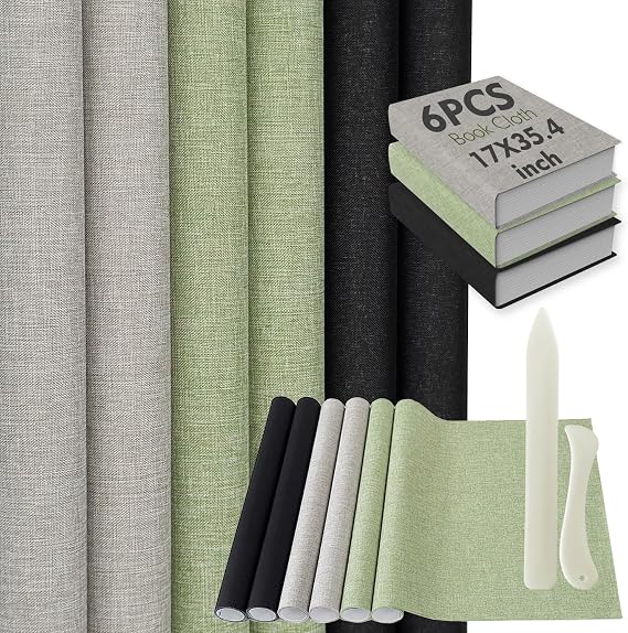 Book Cloth For Book Binding, 17x35.4 Inches 6 Pcs BookCloth Fabric Surface And Paper Backed, BookBinding Fabric For Adult Diy Book Album Decor, BookBinding Cloth 3 Colors