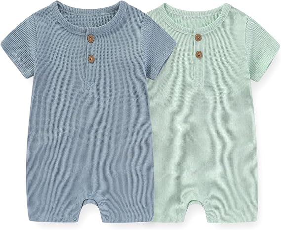 JELYLOVE Unisex 2 Pack Short Sleeve Baby Romper Infant Boy Girl Jumpsuits