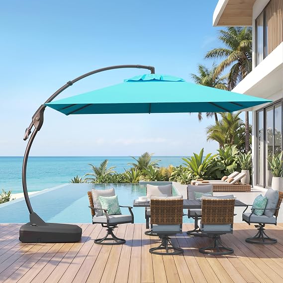 Grand patio 10x10 FT Sunbrella Cantilever Square Umbrella with Base, Aruba