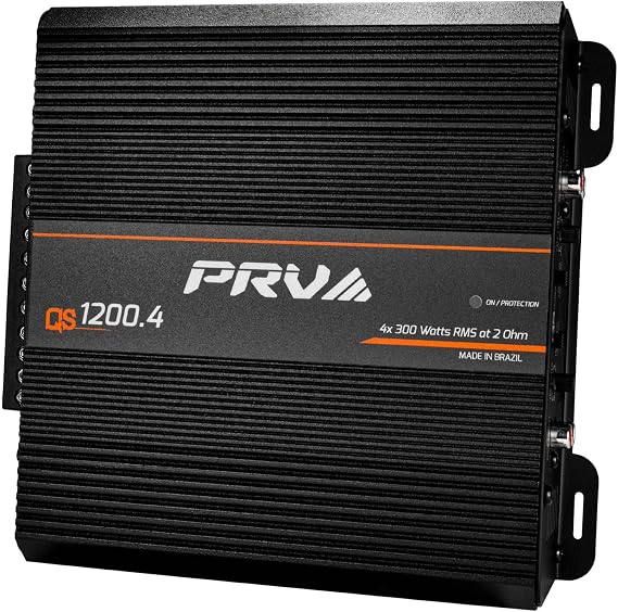 PRV Audio QS1200.4 2 Ohm Compact 4 Channel Car Audio Amplifier 4 x 310 Watts RMS at 2 Ohm - High Power Stereo 12 Volts Amp Class D Full Range Bridgeable