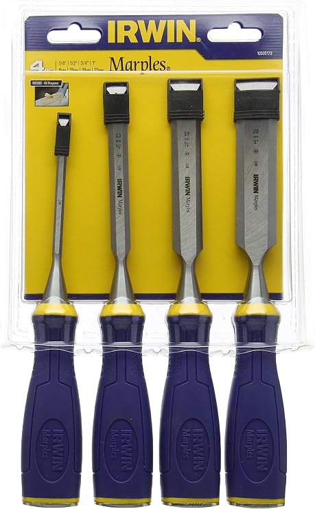 IRWIN 10505173 M500 Bevel Edge All-Purpose Chisel with Striking Cap Set (4-Piece)