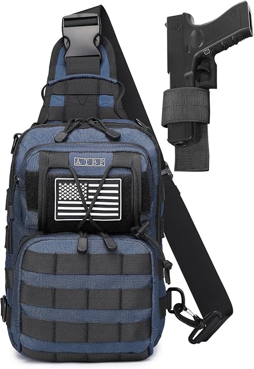Tactical Sling Backpack Bag Pack for Men Military One Strap Shoulder Backpack Crossbody Bag With Holster 10 Liters