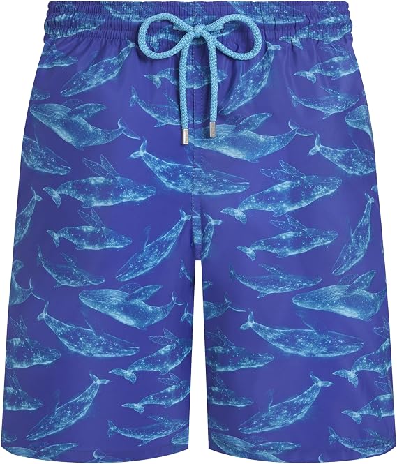 Long Ultra-Light and Packable Swim Shorts Sparkling Whales