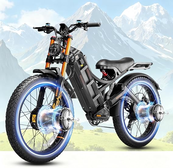 eAhora Romeo Pro 2 [2025 Version] Electric Bike for Adults, 4000W 46MPH Dual Motor Electric Bike,52V 70Ah 200+ Miles Long Range Ebike,26*4.0'' Fat Tire Electric Mountain Bike, Full Suspension& UL2849