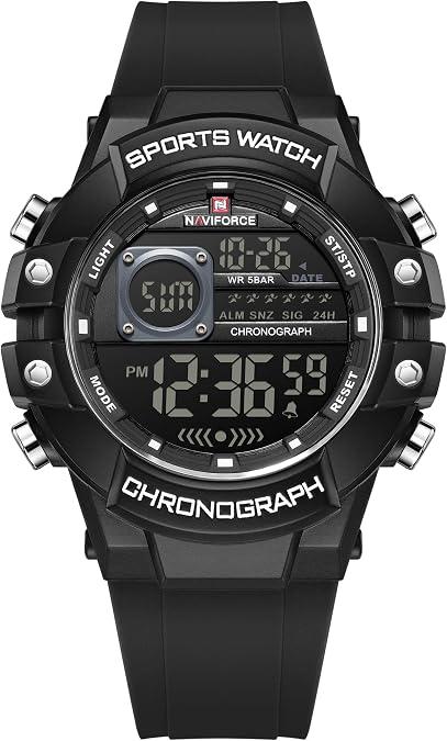 NAVIFORCE Fashion Men Digital Wrist Watch Military Waterproof Sports Chronograph Watches for Men with Alarm/LED Backlight