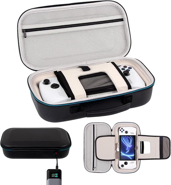 Hard Case for ASUS Rog Ally 7" 120Hz Gaming Handheld Available to Charging, Rog Ally Rechargeable Storage Bag with Type-C Cable&Charge Indicator, Portable Case for Rog Ally Gaming Accessories
