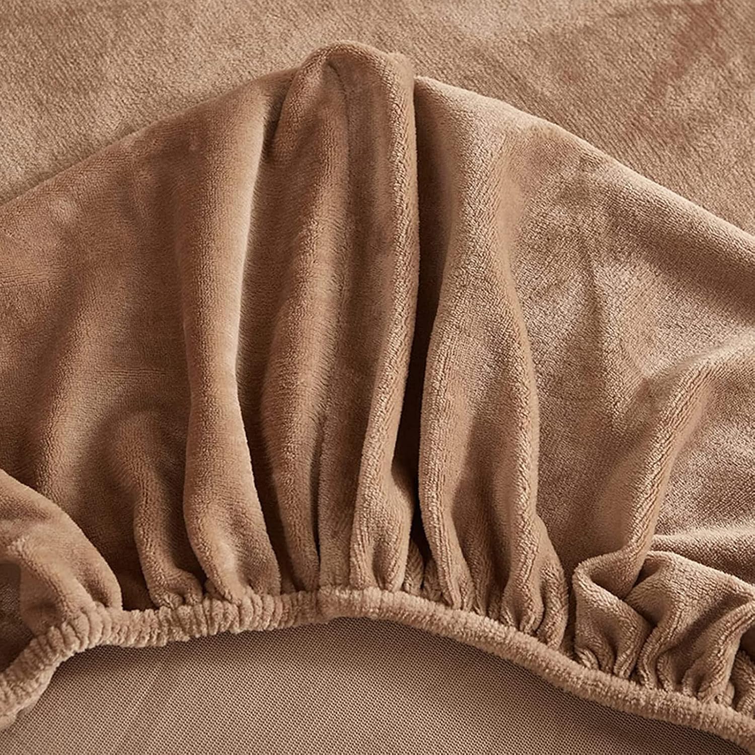 Velvet Fitted Sheet with 11.8Deep Pocket, Shaggy Fuzzy Ultra Soft Sheet with Pillowcases, Winter Warm Elastic Bottom Fitted Sheet200x220cm79x87, Coffee