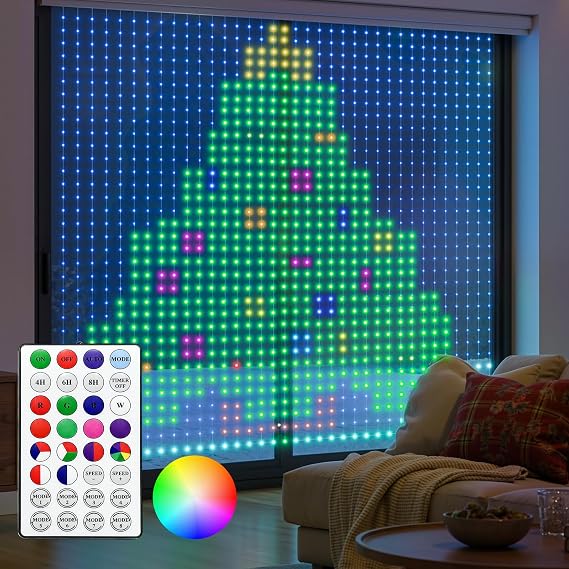 Brightown 400 LED RGB Smart Curtain Fairy Lights with Remote, 6.6x6.6ft
