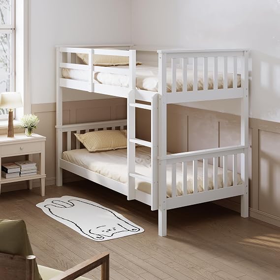 ELEGANT Single 3ft Solid Wood Gemini Bunk Bed with Guard Rail Vertical