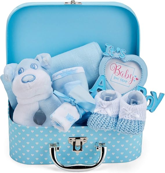Baby Gift with Basic Baby Equipment Including Blanket Bodysuit Pyjamas Bib Made of Cotton and Mittens
