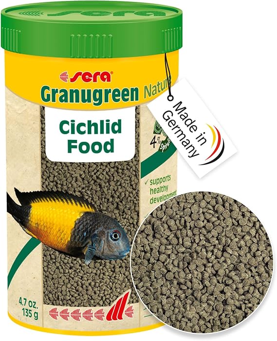 sera Granugreen Nature 33,8 fl oz | Staple Food for mainly Herbivorous Cichlids | Spirulina & Spinach for Vibrant Colors | Healthy Digestion & Growth | Form-Stable, Water-Friendly Granules