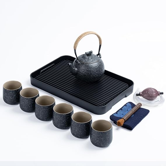 TEANAGOO Tea Set with Drain Tray Jug 700ml + 6 Cups Rocky Grey
