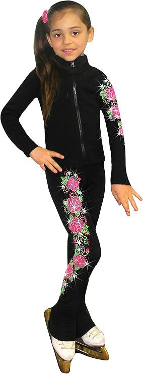 Figure Skating Jacket with Roses Swirls Design