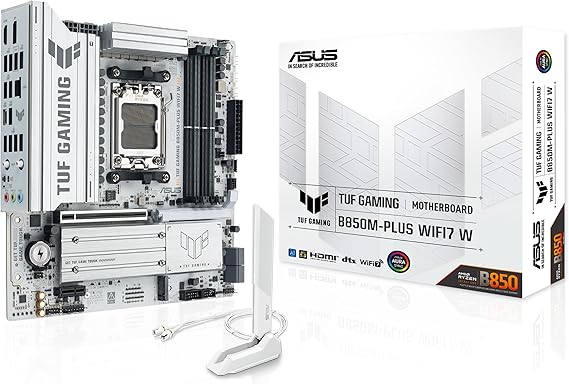 ASUS TUF GAMING B850M-PLUS WIFI7 W AMD B850 AM5 DDR5 8000 DP HDMI 3x M2 USB3.2 Gen 2x2 WiFi 7+BT AURA RGB 2.5Gbit LAN MATX 14+2+1 Power Stages, 1xGen5 M.2, Ready for Advanced AI PC