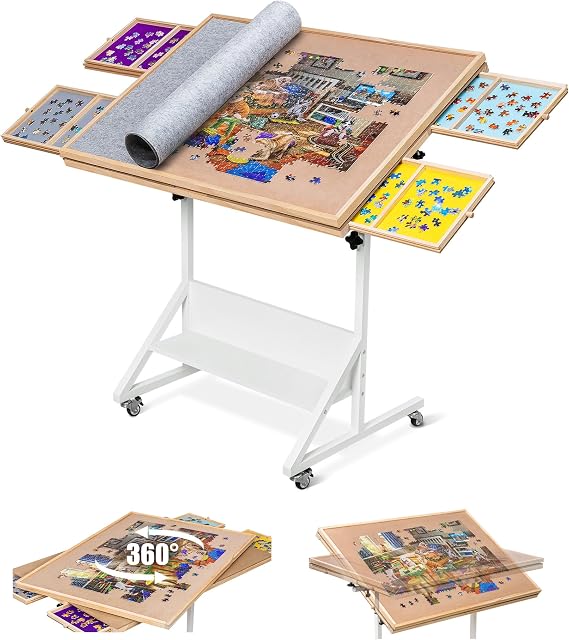 Lavievert 1500 Piece Tilting Puzzle Table with 4 Colored Drawers & Cover