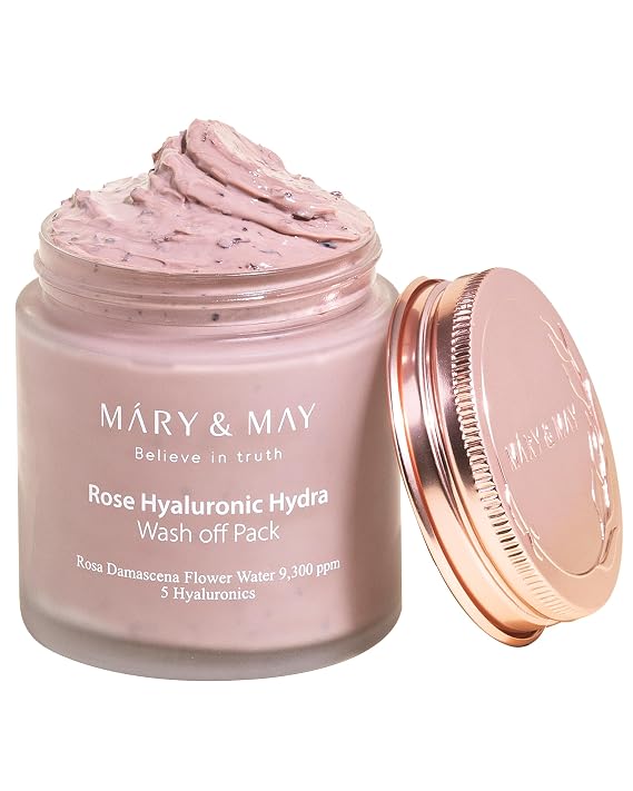 Mary&May Vegan Rose Hyaluronic Wash-Off Clay Mask, 4.23 oz