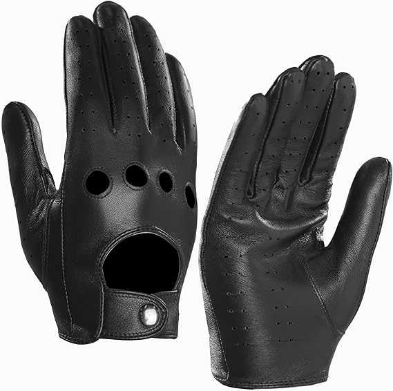 MGGMOKAY Mens Touchscreen Unlined Leather Driving Gloves