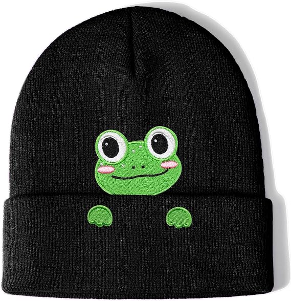 Frog Gifts Embroidered Beanie Hat Frog Lovers Cute Birthday Christmas Stocking Stuffers Animal Knit Gifts Stuff