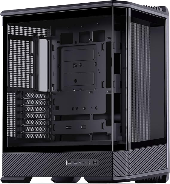 Jonsbo D400 PC Case Black | ATX Midi Tower with Tempered Glass 270° Panoramic Window, Dual 360 mm Radiator Support, USB-C