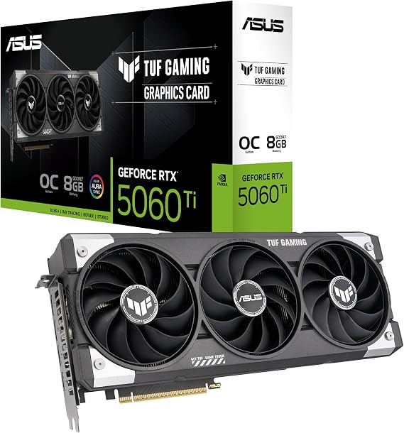 ASUS TUF-RTX5060TI-O8G-GAMING-NVIDIA-GEFORCE-RTX 5060 TI-8G-8GB GDDR7-128bit-OC-HDMI-3xDP-RGB-DLSS4 GRAPHICS CARD