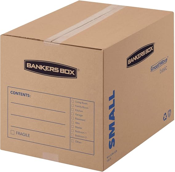 Bankers Box Small Moving Box 15 Pack, Pre-Printed for Labeling, 16.5-in x 12.25-in x 12.675-in (7713802)