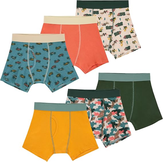 Saint Eve Kids Boys 100% Cotton 6 Pack Underwear Set Multipack Boxer Briefs