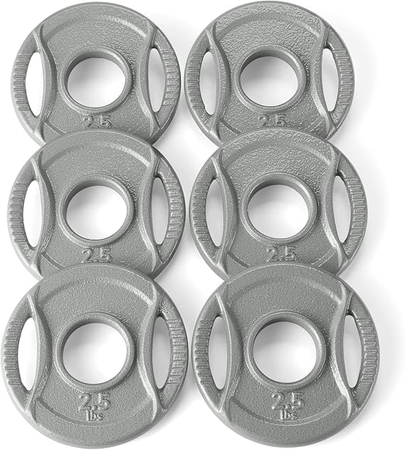 Amazon Basics 2-Inch Olympic Grip Weight Plates, Cast Iron, for Powerlifting, CrossFit & Strength Training