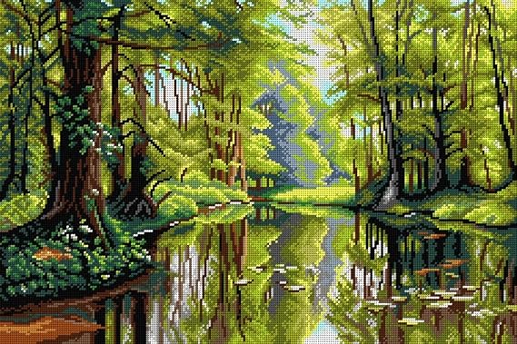 Wizardi Needlepoint Canvas for halfstitch Without Yarn After Peder Mork Monsied - Landscape 3253Q Orchidea